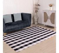 RAJRANG Black and White Handwoven Cotton Area Rug Checkered Indoor Outdoor, Living Room Bed Room washable Rug 170x229 cm
