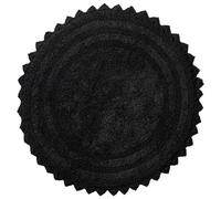RAJRANG Black Cotton Circle Bath Mat - 24 cmRound Reversible Rug with Crochet Detailing - Soft and Absorbent Boho Mat for Bathroom, Kitchen or Spa Use