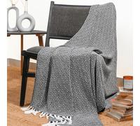 RAJRANG Black Throws for Sofa Indian Handwoven Soft Cotton Reversible Farmhouse Throw Blankets for Single Bed Couch Settee Arm Chair Cover 127 x 152 cm