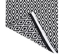 RAJRANG Black White Cotton Area Rugs - 86 x 53 cm Machine Washable Reversible Woven Carpet Geometric Diamond Entryway Rug for Bedroom Kitchen Laundry Room