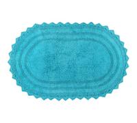 RAJRANG Bluebird Oval Bath Rug - 24x17 cmSoft Cotton Bathroom Mat with Crochet Pattern, Reversible and Absorbent Rug for Shower, Sink or Toilet Area