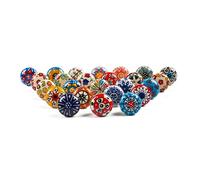 RAJRANG Boho Multicolor Ceramic Cabinet Knob Vintage Cupboard Dresser Drawer Pulls Hardware Knobs Set of 25