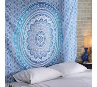 RAJRANG Boho Ombre Wall Hanging Bohemian Tapestry Hippie Blue 76x102 cm Hippy Boho Mandala Indian Tapestries Bedspread