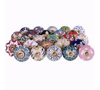 RAJRANG Cabinet Dresser Drawer Knobs Set of 25 Multi Color Assorted Handmade Ceramic Wardrobe Pulls Kitchen Cupboard Handles Wardrobe Hardware Interior Decor