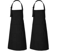 RAJRANG Cotton Black Aprons Set of 2 Bib Apron for Men Chef Kitchen and Barbeque with Adjustable Neck Strap 68 x 88 cm