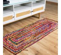 RAJRANG Cotton Chindi 60x183 cm Rug Runner Boho Decorative Hand Braided Multicolor Bohemian Area Rugs