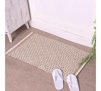 RAJRANG Cotton Geometric Rug 53x86 cm Candied Ginger Beige Hand Woven Machine Washable Reversible Rug Farmhouse Living Room Bathroom and Kitchen Rugs