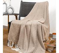 RAJRANG Cotton Throw Blanket 127x152 cm, Boho Vintage Tiger's Eye Brown Throw Woven Blankets