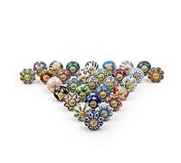 RAJRANG Dresser Drawer Knobs for Cabinet and Furniture Pack of 30 Multicolor Ceramic Hand Painted Antique Floral Bathroom Cupboard Round Pull Knob