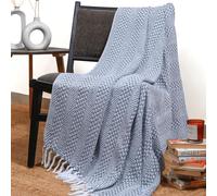 RAJRANG Dusty Blue Throw Blanket Soft and Warm Reversible Decorative Throws for Sofa and Couch Living Room Settee Decor and Arm Chair Cover 127 x 152 cm