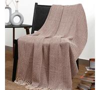 RAJRANG Farmhouse Throw Blanket for Couch 127x152 cm Soft Vintage Reversible Chevron Throws with long Tassels - Maroon Blanket for Home Decor