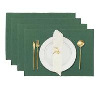 RAJRANG Foliage Green Placemats | Reversible Cotton Dining Table Mats 13x19 Inches Set of 4