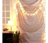 RAJRANG Golden Mandala Tapestry Wall Hanging 76x102 cm for Bedroom and Living Room Decor Boho Bohemian Wall Hanging Cotton Tapestries