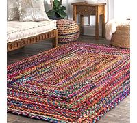 RAJRANG Handmade Cotton Chindi Rag Rug Multicolor Braided Rectangle Area Rug for Decorative Living Room Bedroom Floor Mat and Home Decor - 90x152 cm