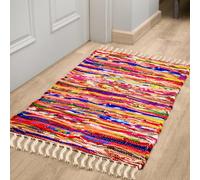 RAJRANG Handwoven Chindi Rag Rug - Colorful Recycled Cotton Area Rug for Living Room, Bedroom, Kitchen, Boho Home Décor, 50x80 cm