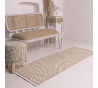 RAJRANG Handwoven Cotton Runner Rug 61x183 cm Candied Ginger Beige Geometric Pattern Reversible Rug Machine Washable for Bedroom Kitchen Entryway Hallway Bathroom
