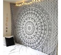 RAJRANG Hippie Mandala Tapestry Wall Hanging Poster - 76x102 cmes Indian Elephant Maditation Bohemian Hippy Black and White Psychedelic Dorm Room Decor