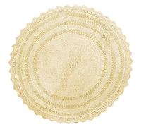 RAJRANG Ivory Round Crochet Bathroom Rug - 24 cm Cotton Reversible Boho Bath Mat with 3 cm Lace for Spa, Kitchen and Boho Home Decor