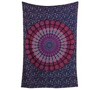 RAJRANG Mandala Tapestry Wall Hanging Boho Cotton Indian Hippie Peacock Art Aesthetic Indian Tapestries for Home Decor 137x213 cm Pink Purple