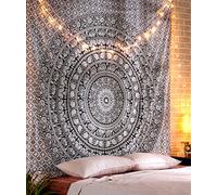 RAJRANG Mandala Wall Hanging Tapestry 230x274 cm Black and White Elephant King Tapestries for Bedroom Boho Hippie Indian Beach Throw Blanket Decor