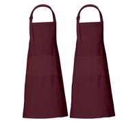 RAJRANG Maroon Cotton Chef Aprons for Men & Women - 35x27 Inch Cooking Aprons with Adjustable Neck Strap & 3 Pockets - Unisex Kitchen Apron, Pack of 2
