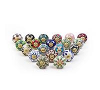 RAJRANG Multicolor Ceramic Bathroom Cabinet Knobs Pack of 20 Dresser Drawer and Furniture Hand Painted Antique Boho Cupboard Pull Knob