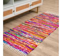 RAJRANG Multicolor Chindi Rag Rug For Living Room and Bedroom Decor - 183 x 71 cm Indian Boho Bohemian Recycled Decorative Rectangle Carpet Area Rugs
