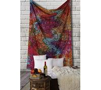 RAJRANG Multicolour Wall Hanging Tapestry for Bedroom - 127 x 152 cm Cotton Tie Dye Hippie Poster Elephant Psychedelic Trippy Wave Art Colourful Tapestries