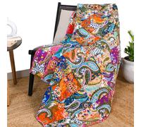 RAJRANG Reversible Patchwork Quilted Throw 127x 152 cm Decorative Vintage Cotton Throw Blanket for Sofa Couch