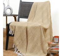 RAJRANG Reversible Throw Blankets Super Soft Cotton Geomatric Farmhouse Throws for Single Sofa Couch Bed and Arm Chair Cover - Tinsel Yellow 127 x 152 cm