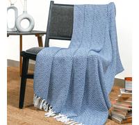 RAJRANG Reversible Throws for Sofa Bed Soft Cotton Diamond Settee Throw Arm Chair Cover Boho Handwoven Decorative Indian Couch Blanket - Powdered Blue 127 x 152 cm