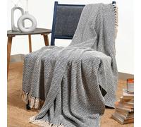 RAJRANG Rustic Farmhouse Cotton Throw Blanket Lightweight Decorative with Long Tassels for Sofa Couch Bed Chair and Home Decor 127x152 cm