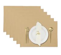 RAJRANG Set of 6 Cotton Table Mats | Cloth Placemats for Kitchen and Dining Table 13x19 Inch in Croissant Brown