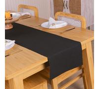 RAJRANG Table Runner 33x183 cm, Lightweight Ribbed Polycotton for Dining Tables, Holiday Home, Wedding Party, Birthday, Table Decor, Table Cover Runner - Black