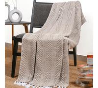 RAJRANG Tiger's Eye Brown Throw Blanket with Decorative Tassels 127x152 cm 100% Cotton Braided Striped Soft Blanket for Sofa Couch Chair Bed Home Decor