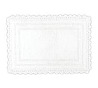 RAJRANG White Cotton Bath Rug 21x34 cm - Reversible Soft Rectangular Mat with Crochet Border for Bathroom, Kitchen, Entry - Machine Washable & Absorbent