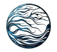 Rajukit Blue Coastal Metal Wall Art - Abstract Art Wall Decor with Ocean Waves Design - Waterproof Outdoor Wall Art for Patio, Bathroom, Garden