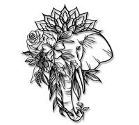 Rajukit Elephant with Lotus Metal Wall Art-Intricate Elephant Wall Decor-Indian-Inspired Hindu Decor for Living Room or Gifts