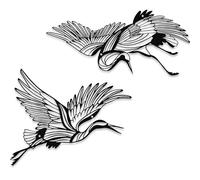 Rajukit Heron Wall Art Metal Decor-Japanese 2-Panel Flying Cranes Sculpture,Handforged Japanese Home Decor for Modern Interiors,Dual Piece Zen Bird Wall Art (Style: Soaring Flight)