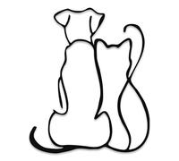 Rajukit Minimalist Dog & Cat Metal Wall Art-Pet Line Art Decor for Animal Lovers-Dog and Cat Wall Decor Set for Living Rooms,Nurseries