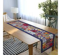 Rajwada Fashion Handmade Table Runner Indian Design Embroided Silk Ethnic Runner Indian Patchwork Table and Home Decor for Every Occasion (Blue) (60X15)
