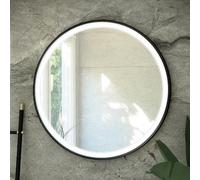 RAK Art Round LED Bathroom Mirror with Demister 800mm - Matt Black