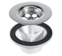 RAK Ceramics 1 1/2 inch Stainless Steel Waste with Plug | Chrome | Brass | 85mm x 37mm x 85mm