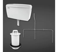 RAK Ceramics 13.5 Litre Concealed Automatic Cistern Pack for 3 Urinals including Sparge Pipe Set with Back Spreader and Waste | White | Plastic | 498mm x 295mm x 186mm