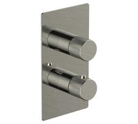 RAK Ceramics Amalfi Concealed 2 Handle Thermostatic Dual Control Shower Valve | Brushed Nickel | Metal | 120mm x 220mm x 125mm
