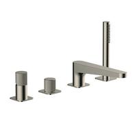 RAK Ceramics Amalfi Deck Mounted 4 Tap Hole Bath Shower Mixer | Brushed Nickel | Brass | 300mm x 220mm x 240mm
