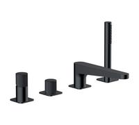 RAK Ceramics Amalfi Deck Mounted 4 Tap Hole Bath Shower Mixer | Matt Black | Brass | 300mm x 220mm x 240mm