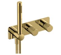 RAK Ceramics Amalfi Horizontal Concealed Thermostatic Dual Control Shower Valve with Handset | Brushed Gold | Metal | 280mm x 283mm x 140mm