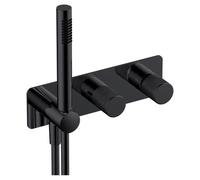 RAK Ceramics Amalfi Horizontal Concealed Thermostatic Dual Control Shower Valve with Handset | Matt Black | Metal | 280mm x 283mm x 140mm