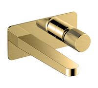 RAK Ceramics Amalfi Wall Mounted Basin Mixer Tap with Back Plate | Brushed Gold | Metal | 190mm x 80mm x 248mm